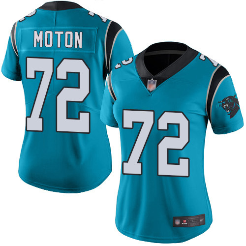 Carolina Panthers Limited Blue Women Taylor Moton Jersey NFL Football #72 Rush Vapor Untouchable->women nfl jersey->Women Jersey